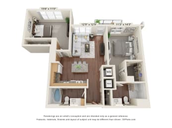 The Oasis at Twin Lakes_3D_2 Bedroom - C