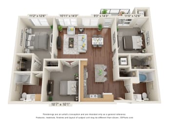 The Oasis at Twin Lakes_3D_3 Bedroom - A