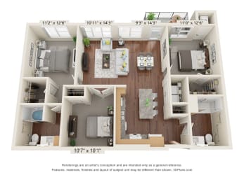 The Oasis at Twin Lakes_3D_3 Bedroom - B-ADA