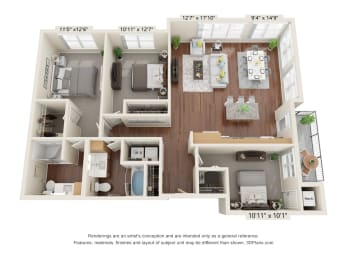 The Oasis at Twin Lakes_3D_3 Bedroom - D