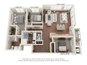 The Oasis at Twin Lakes_3D_3 Bedroom - E