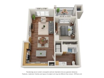 1 bed 1 bath C at The Meridian Apartments, Decatur 30032