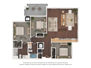 3 Bedroom Floor Plan at The Safford, Marana Arizona