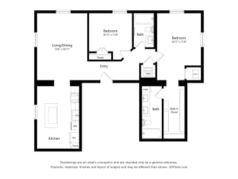 UnitNumber6271-105_2BD_FloorPlanType_2IVBat Upper Post Flats, Minnesota