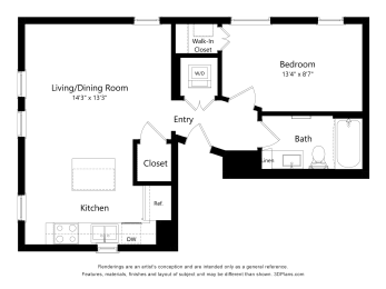UnitNumber6520-3_1BD_FloorPlanType_1IVat Upper Post Flats, Minnesota