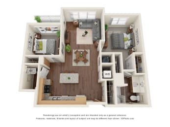 B2 Floor Plan at Willow Place 55+ Apartments, McDonough