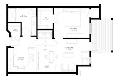 One Bedroom - A Floorplan at The Grainwood Senior Apartments, Prior Lake, 55372