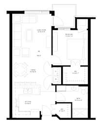 One Bedroom - D Floorplan at The Grainwood Senior Apartments, Prior Lake, MN