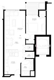 One Bedroom - E Floorplan at The Grainwood Senior Apartments, Prior Lake Minnesota