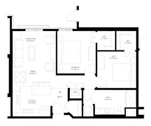 Two Bedroom - A Floorplan at The Grainwood Senior Apartments, Minnesota