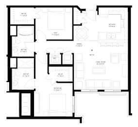 Two Bedroom - B Floorplan at The Grainwood Senior Apartments, Prior Lake, MN 55372