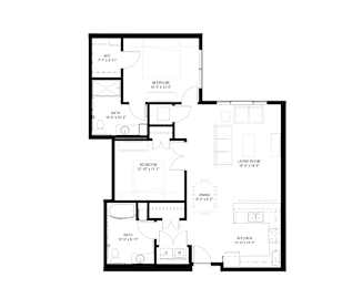 A black and white image of a floor plan for a house.