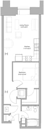 Floor Plan  a floor plan of a small house with a living room and a bedroom