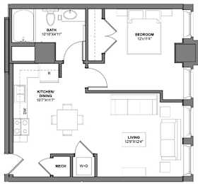 IB Floorplan at Arcade Apartments, Missouri