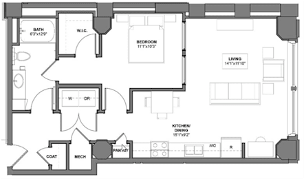 IBB6 Floorplan at Arcade Apartments, St Louis, MO