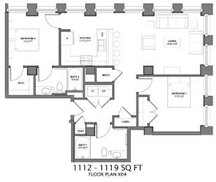 IIM6 Floorplan at Arcade Apartments, St Louis, 63101