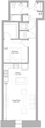 Floor Plan  a floor plan of a small house with a bedroom and a living room