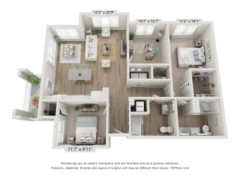 3AA Wheelchair Accessible Floor Plan at Osprey Park 62+ Apartments, Florida, 34758