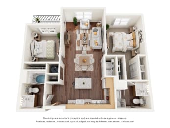 2 bed 2 bath A at Shannon Reserve 55+ Apartments, Union City, GA, 30291