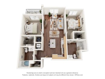 2 bed 2 bath B at Shannon Reserve 55+ Apartments, Union City, GA