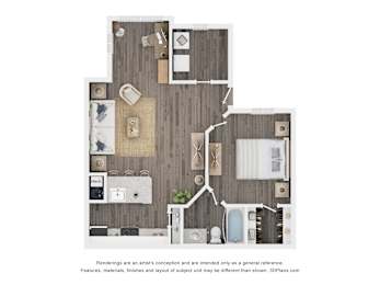 1 Bed 1 Bath Floor Plan at The Lucille Apartments, Stuart, FL
