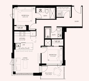 A black and white floor plan of a house with labeled rooms.