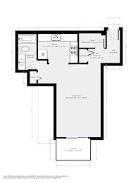 A floor plan of a room with dimensions and measurements.