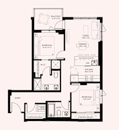 A black and white image of a floor plan for a house.