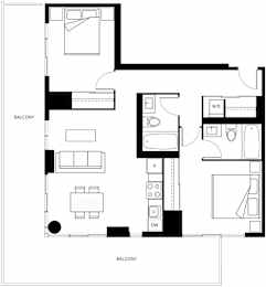 A black and white image of a floor plan for a home.