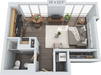 Studio 1 bath at Clayton on the Park Apartments, Clayton, Missouri