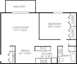  Floor Plan 1 Bedroom