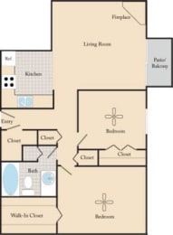  Floor Plan 2 Bed, 1 Bath B1