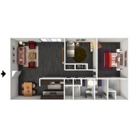  Floor Plan 2 Bed, 2 Bath - 994 SF