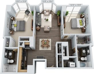 2 bed 2 bath B at Clayton on the Park Apartments, Clayton, MO, 63105