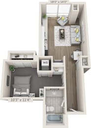 1 bedroom 1 bathroom A at Clayton on the Park Apartments, Clayton 63105