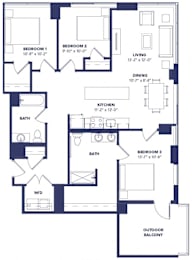 3 bed 2 bath at Two Twelve Clayton Apartments, Missouri, 63105