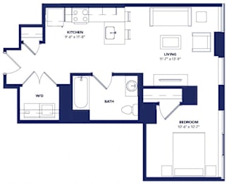 Studio 1 bath at Two Twelve Clayton Apartments, Clayton, MO, 63105