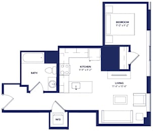 Studio 1 bath A at Two Twelve Clayton Apartments, Clayton, Missouri