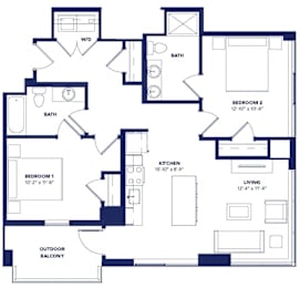 2 bed 2 bath A at Two Twelve Clayton Apartments, Clayton