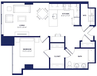 1 bed 1 bath D at Two Twelve Clayton Apartments, Clayton, MO, 63105