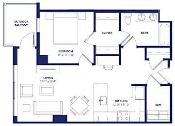 1 bed 1 bath G at Two Twelve Clayton Apartments, Clayton, Missouri