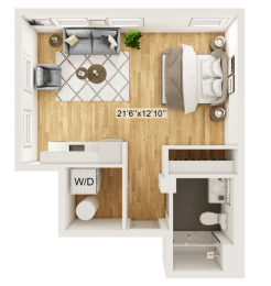 Leigh Floor Plan | 488 Sq. Ft. at Residences at Richmond Trust, Virginia