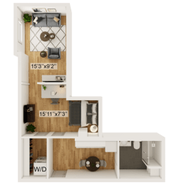 Broad Floor Plan | 518 Sq. Ft. at Residences at Richmond Trust, Virginia, 23219