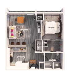 1 bed 1 bath Roanoke Apartment Floor Plans at The View at Blue Ridge Commons Apartments, Roanoke, 24017