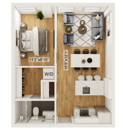 Marshall Floor Plan | 576 Sq. Ft. at Residences at Richmond Trust, Richmond, VA