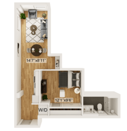 Cary Floor Plan | 550 Sq. Ft. at Residences at Richmond Trust, Richmond