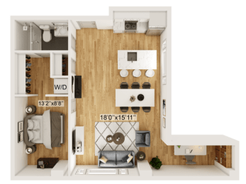 Canal Floor Plan | 765 Sq. Ft. at Residences at Richmond Trust, Richmond, VA, 23219