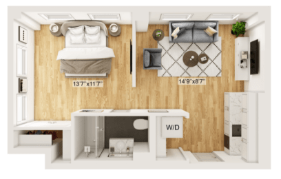 Belmont Floor Plan | 510 Sq. Ft. at Residences at Richmond Trust, Richmond, 23219