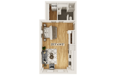 Grove Floor Plan | 619 Sq. Ft. at Residences at Richmond Trust, Richmond