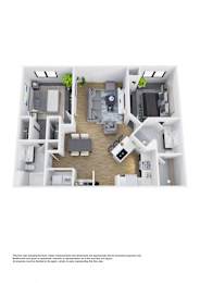 a 1 bedroom floor plan  1199 square feet